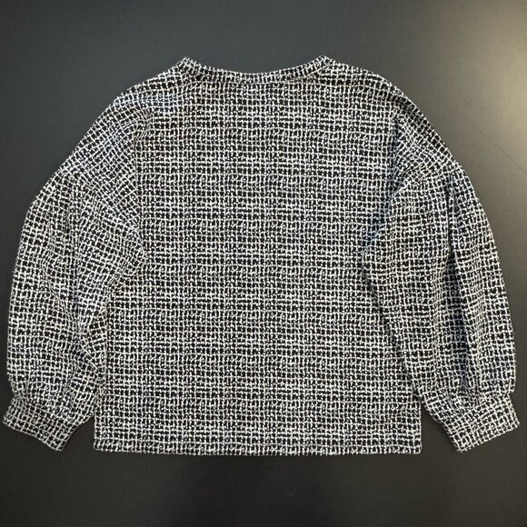 Karl Lagerfeld Paris Metallic Puff Sleeve Popover KARL Spell-Out Logo Top - Picture 8 of 13